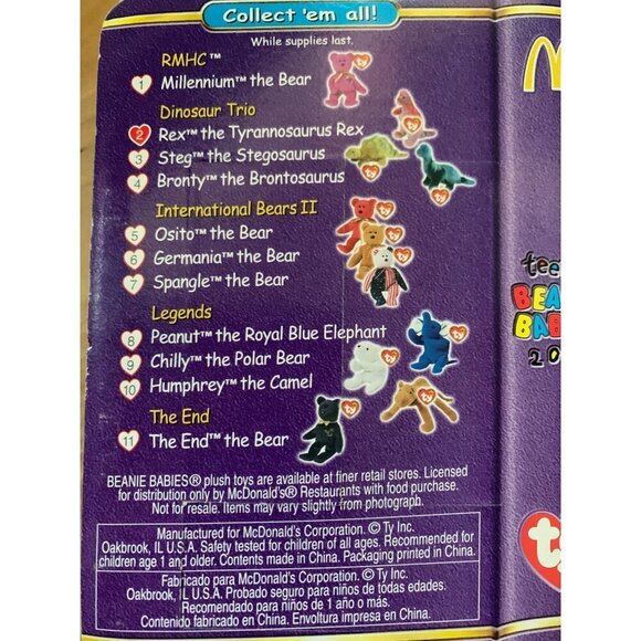 TY McDonalds Teenie Beanie Babies 2000 Rex The Tyrannosaurus Rex Dinosaur - Picture 4 of 4